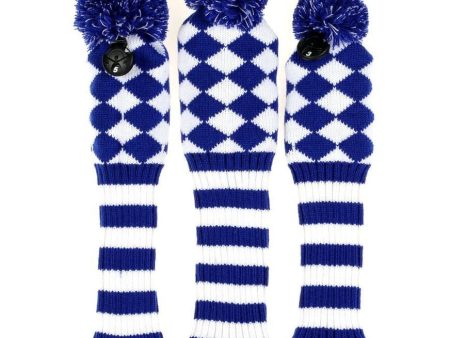 Volf Golf Knit Blue White Diamond Headcover Set Hot on Sale