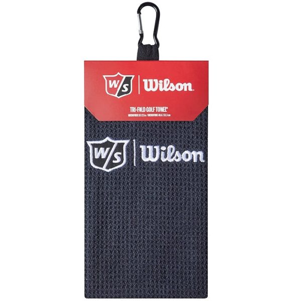 Wilson Staff Microfiber Trifold Golf Towel 16  x 21  Black For Sale