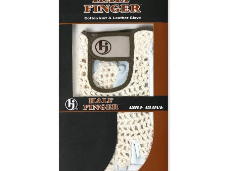 HJ Golf Half Finger Cotton Knit & Leather Gloves Fashion