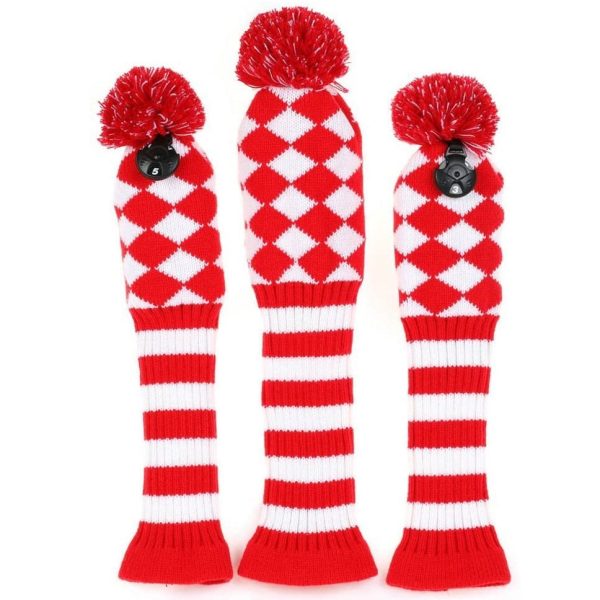 Volf Golf Knit Red White Diamond Headcover Set Sale