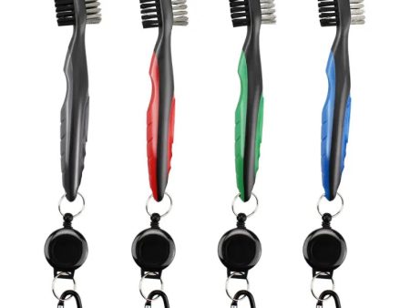 Nylon Dual Sided Golf Groove Cleaning Brush with Retractable Cord For Sale