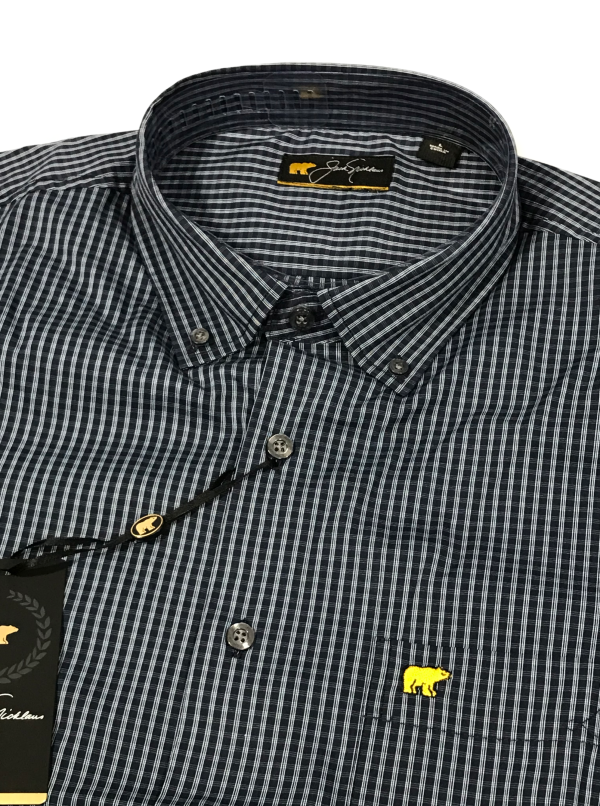 Jack Nicklaus Black Label by Perry Ellis Mini Plaid Button Down Shirts For Sale