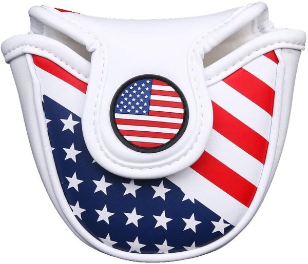 Volf Golf Red White Blue Synthetic Leather USA Mallet Putter Cover Sale